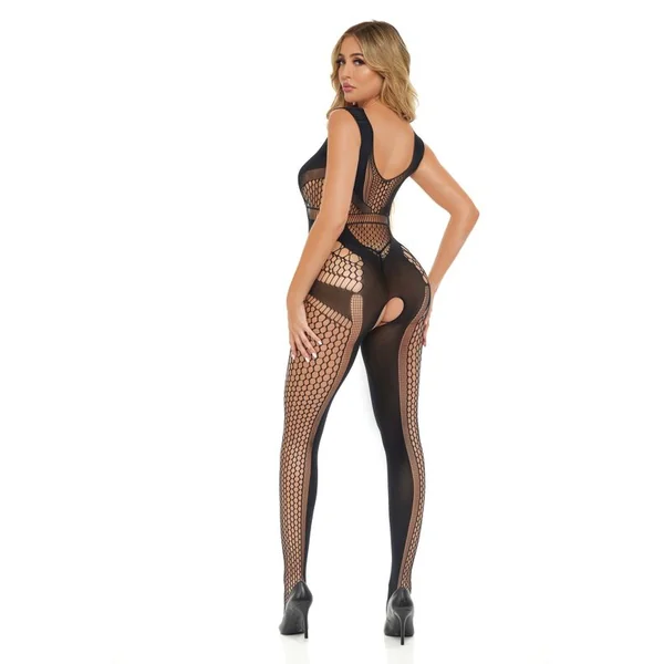 Pink Lipstick Catch Feelings Crotchless Bodystocking