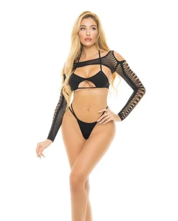 Pink Lipstick Shrug Life Bra, G-String & Shrug