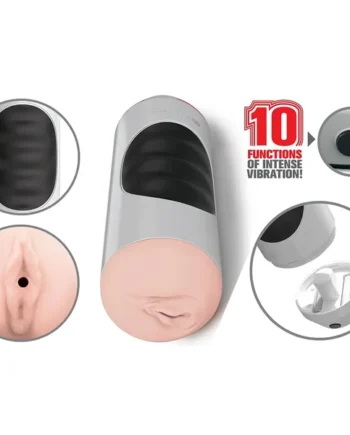 Pipedream Extreme Mega Grip Squeezable Vibrating Pussy Masturbation Cup Black