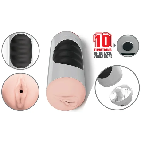 Pipedream Extreme Mega Grip Squeezable Vibrating Pussy Masturbation Cup Black