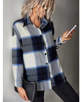 Plaid Button-Down Long Sleeve Shirt