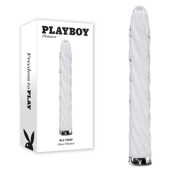 Playboy Pleasure IN A TWIST – White Glass 17.5 cm USB Rechargeable Vibrator