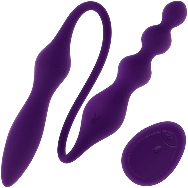 Playboy Pleasure This & That Rechargeable Silicone Double-Ended Anal Plug And Vibrator