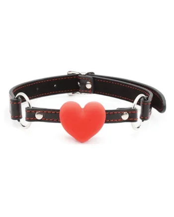 Plesur Heart Ball Gag W-red Hearts - Black