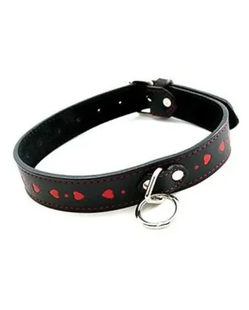 Plesur PVC Collar w/Hearts – Black/Red