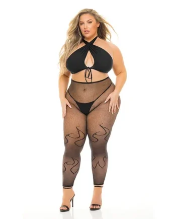 Plus Size Gives You Hell Black G-string Set