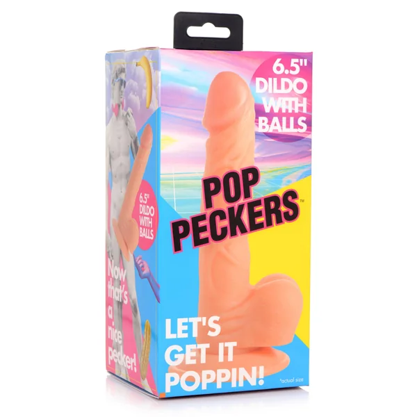 Pop Pecker 6.5 Inch Dildo With Balls - Light