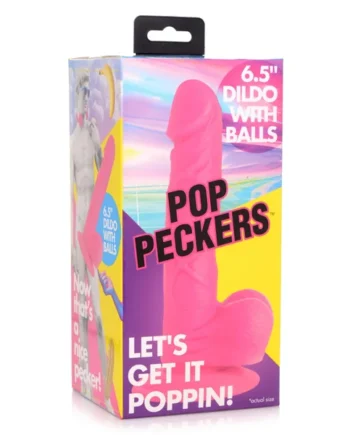 Pop Pecker 6.5 Inch Dildo With Balls - Pink