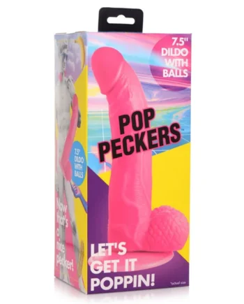 Pop Pecker 7.5 Inch Dildo With Balls - Pink