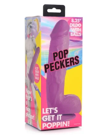 Pop Peckers 8.25 Inch Dildo with Balls - Purple