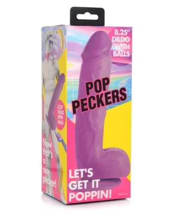 Pop Peckers 8.25″”Dildo with Balls – Purple