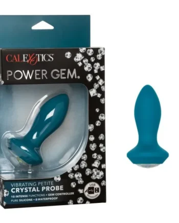 )POWER GEM VIBRATING PETITE CRYSTAL PROBE- BLUE