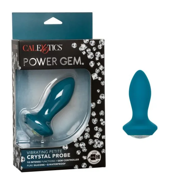 )POWER GEM VIBRATING PETITE CRYSTAL PROBE- BLUE
