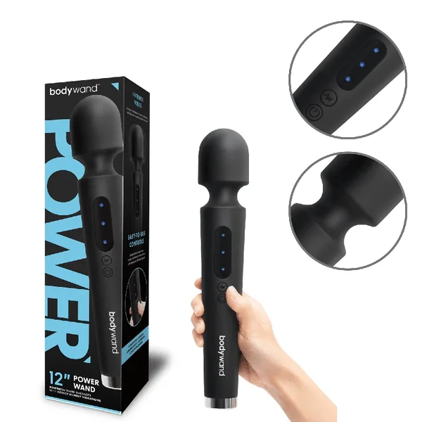 Power Wand 12-inch Rechargeable Silicone Wand Vibrator Massager By Bodywand – Black