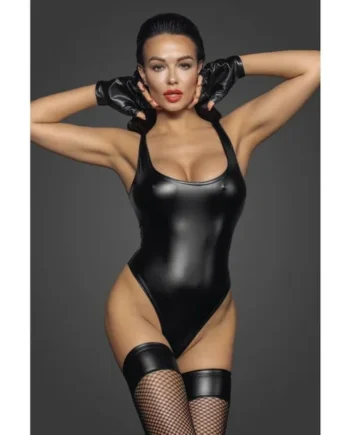 Power Wetlook Bodysuit w High Cut Leg