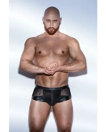 Power Wetlook Shorts With Tulle And Eco Leather Lacing