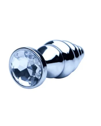 Precious Metals Ribbed Silver Butt Plug