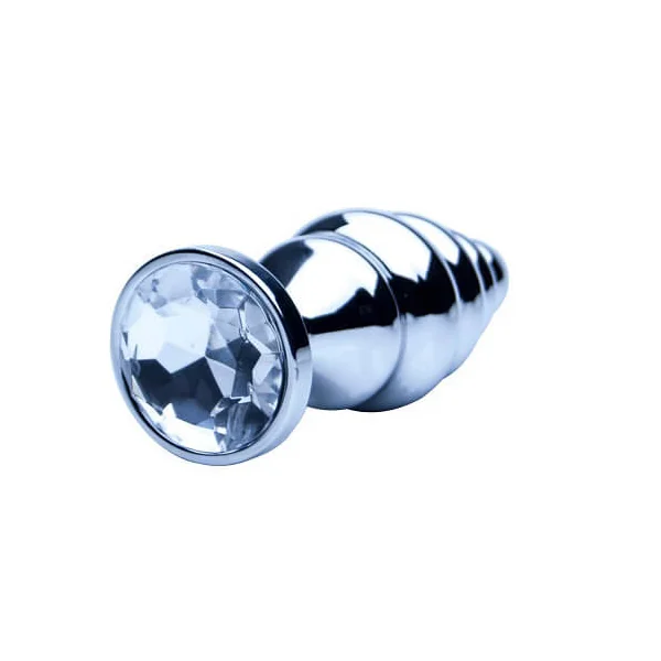 Precious Metals Ribbed Silver Butt Plug