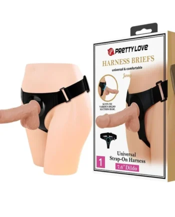 PRETTY LOVE - HARNESS BRIEFS UNIVERSAL HARNESS WITH DILDO JERRY 21.8 CM NATURAL