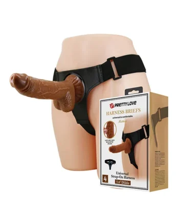 Pretty Love Micheal Universal Harness Brief W/7.0" Realistic Dildo - Brown