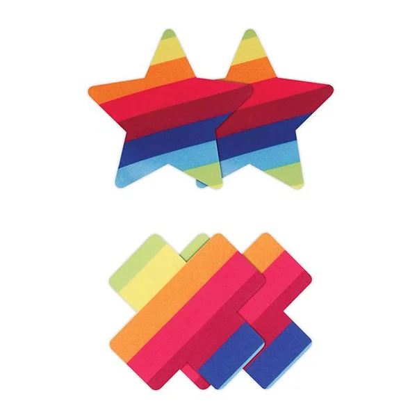 Pretty Pasties Pride Cross & Star Rainbow Pasties-2 Pair