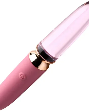 Prisms Vibra-Glass 10X Rosè Rechargeable Silicone & Glass Dual Ended Vibrator - Pink