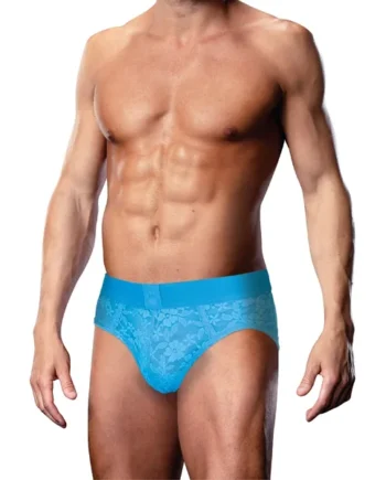 Prowler Neon Blue Lace Open Back Brief Large