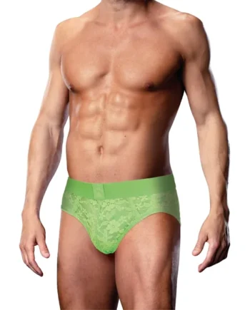 Prowler Neon Green Lace Open Back Brief Large