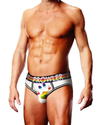 Prowler White Oversized Paw Open Brief – Medium – White/Rainbow