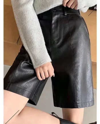 PU Leather High Rise Shorts