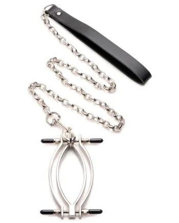 Pussy Tugger Adjustable Pussy Clamp With Leash - Silver