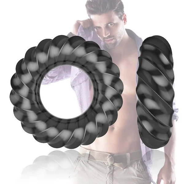 QUYUE 3D Spiral Penis Trainer Delay Ejaculation Tight Cock Ring