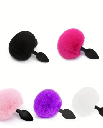 Rabbit Tail Design Three Sizes Five Colors Waterproof Butt Plug For Adults
