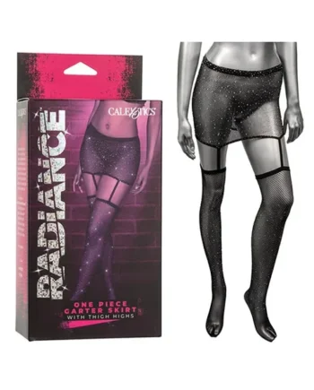 Radiance One Piece Garter Skirt w/Thigh Highs – Black O/S