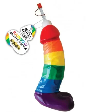 Rainbow Dicky Chug Sports Bottle 16 Oz Capacity