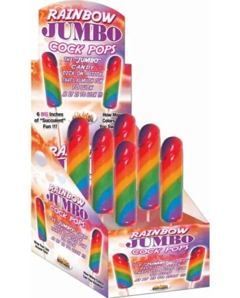 Rainbow Jumbo Cock Pops 6/disp Bachelorette Party Supplies