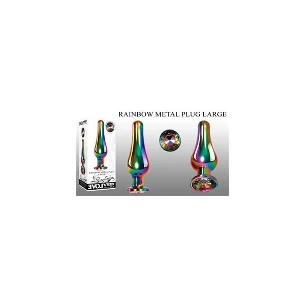Rainbow Metal Anal Plug Large by Evolved