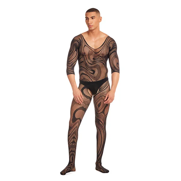 Rainbow Party Supernova Body Stocking 2 pc Set - Black L/XL