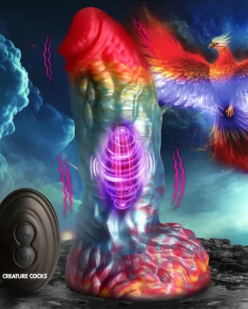 Rainbow Phoenix Vibrating Silicone Dildo with Remote