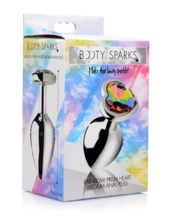 Rainbow Prism Heart Anal Plug - Medium