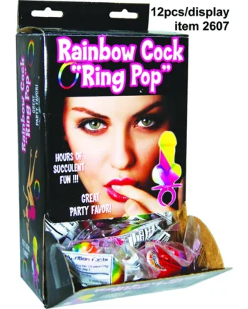 RAINBOW RING POP DISPLAY 12PC