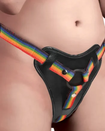 Rainbow Strap On Harness with Silicone O-Rings