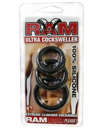 Ram Ultra Silicone Cocksweller 3 Cock Rings (Black)