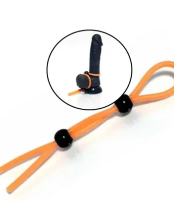 Rascal The Brawn Leash Glow Silicone Adjustable Penis Ring Glow In The Dark Orange