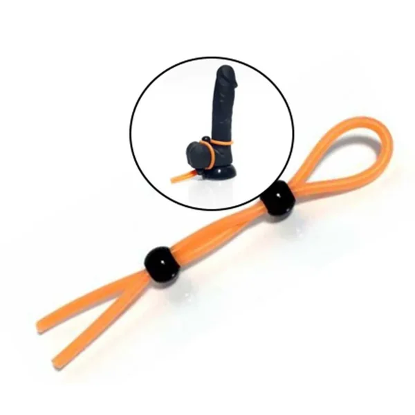 Rascal The Brawn Leash Glow Silicone Adjustable Penis Ring Glow In The Dark Orange
