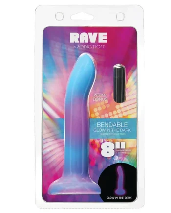 Rave by Addiction - 8" Glow in the Dark Dildo - Blue Purple