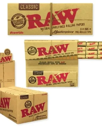 Raw Classic Masterpiece 1 1/4 Size+Pre Rolled Tips 24 Packs/Box