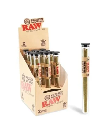 Raw Pressed Bud Wraps Cones 12pk 3 Cones Per Tube King Size