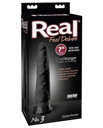 Real Feel Deluxe No. 3 Realistic 7 in. Vibrating Dildo With Suction Cup Black