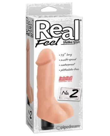 Real Feel No.2 Long 7.5" Vibe Waterproof - Mutli-speed Flesh